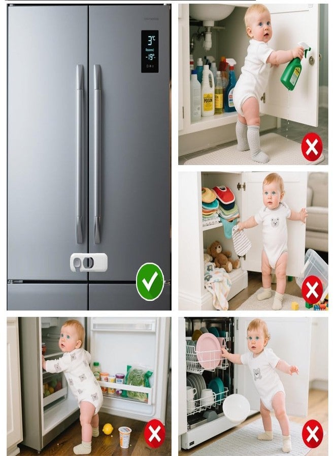 PRIMINI Child Proof Refrigerator Lock, Fridge, Cabinets, Freezer Door Lock Apply to Max 1"(25mm) Sealing Strip for Toddlers and Kids, No Tools Need or Drill(Multicolour) (Pack of 2) - Image 5