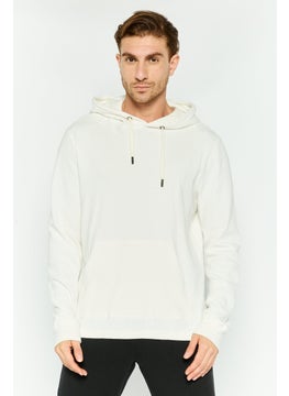DKNY Jeans Men Hooded Textured Long Sleeves Sweatshirt, White  - Image 1