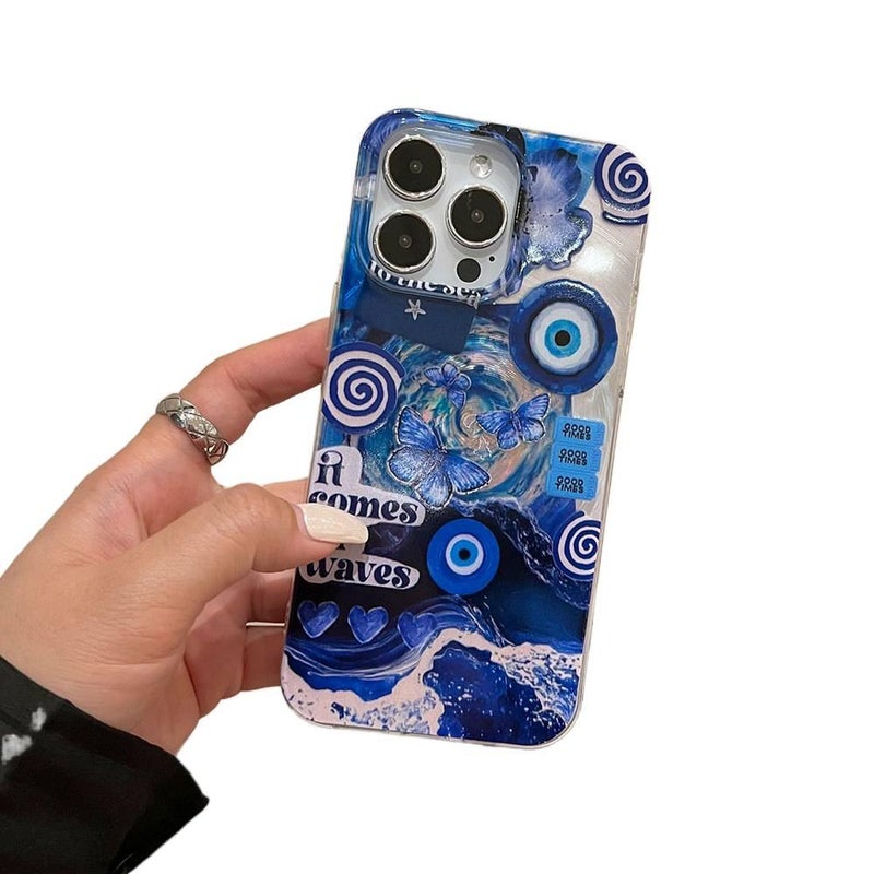 Protective Case | Blue | Silicone | Blue Eye Swirl | Large Hole Cyclone Design | Shockproof Cover for iPhone 14 / 14 Plus / 14 Pro / 14 Pro Max - Image 3