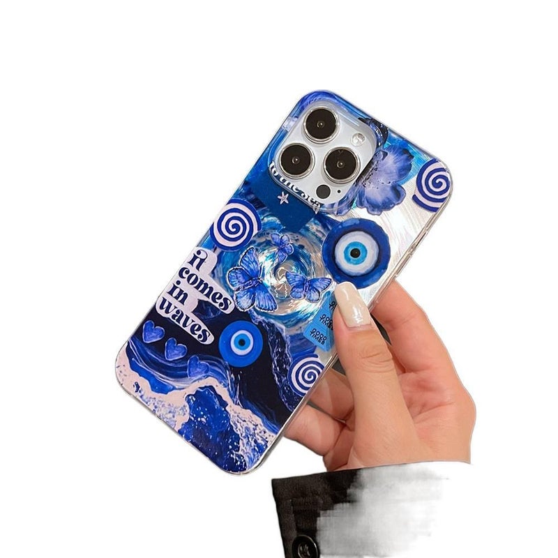 Protective Case | Blue | Silicone | Blue Eye Swirl | Large Hole Cyclone Design | Shockproof Cover for iPhone 14 / 14 Plus / 14 Pro / 14 Pro Max - Image 1