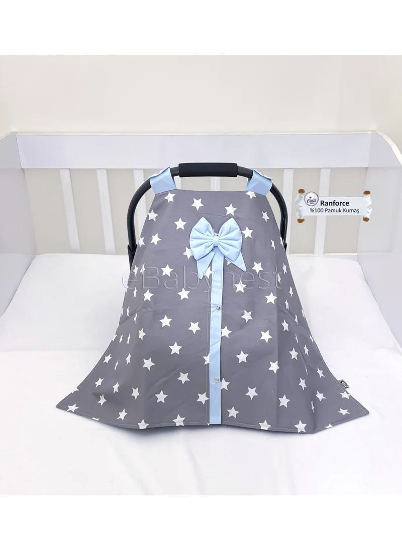 Ebabynest Big Star Series Dark Gray Star Inner Blue Stroller Cover