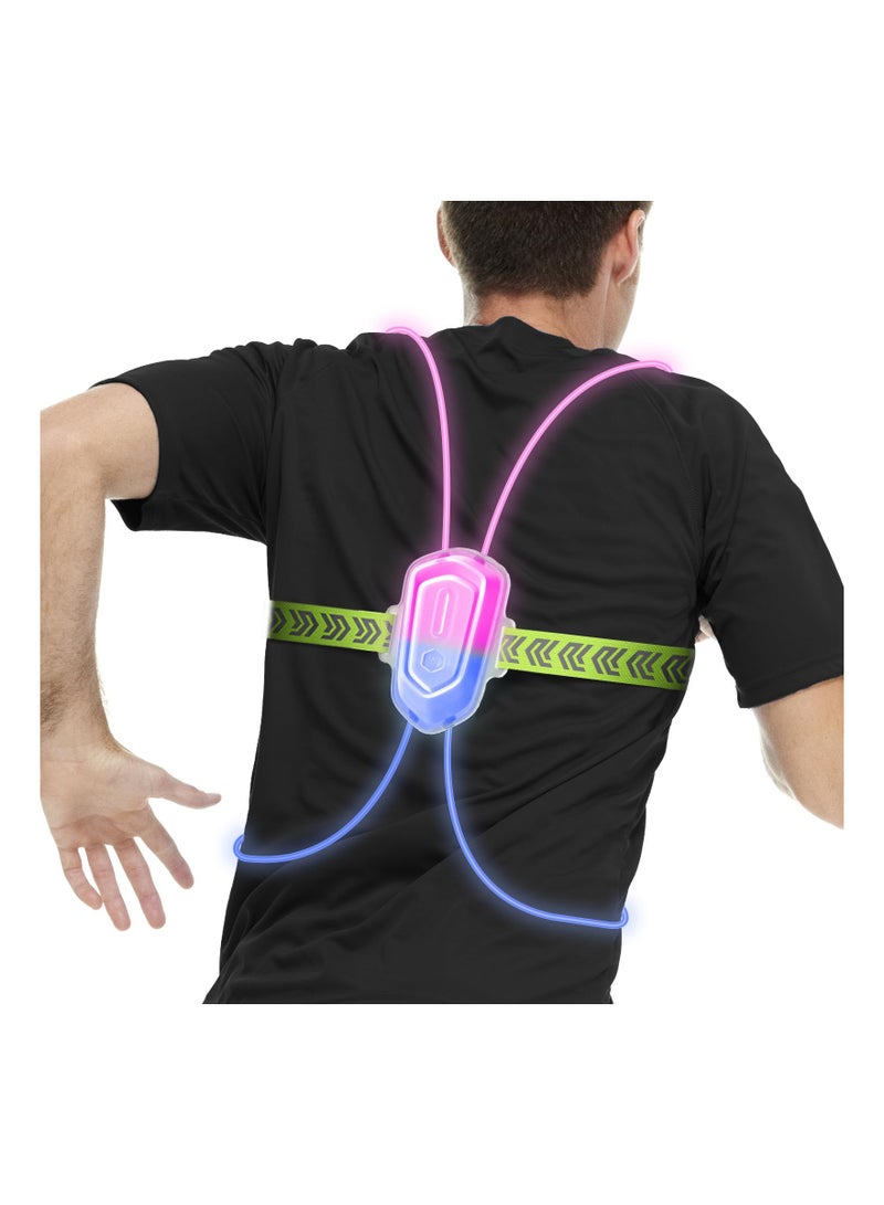 Captaintech LED Reflective Running Vest with Front Light - High Visibility, Lightweight, Anti-Slip Safety Gear for Outdoor Sports. Rechargeable Light, Available in Multiple Colors for Any Outfit. - Image 1