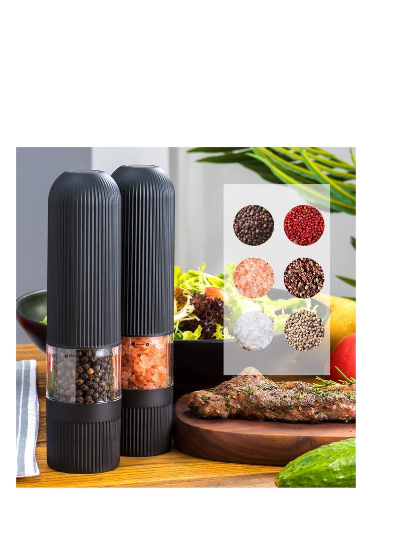 Electric Salt and Pepper Mill Grinders Set Thickness Adjustable Herb Spice Mill with Led Light Visible Container For Kichen  - Image 2