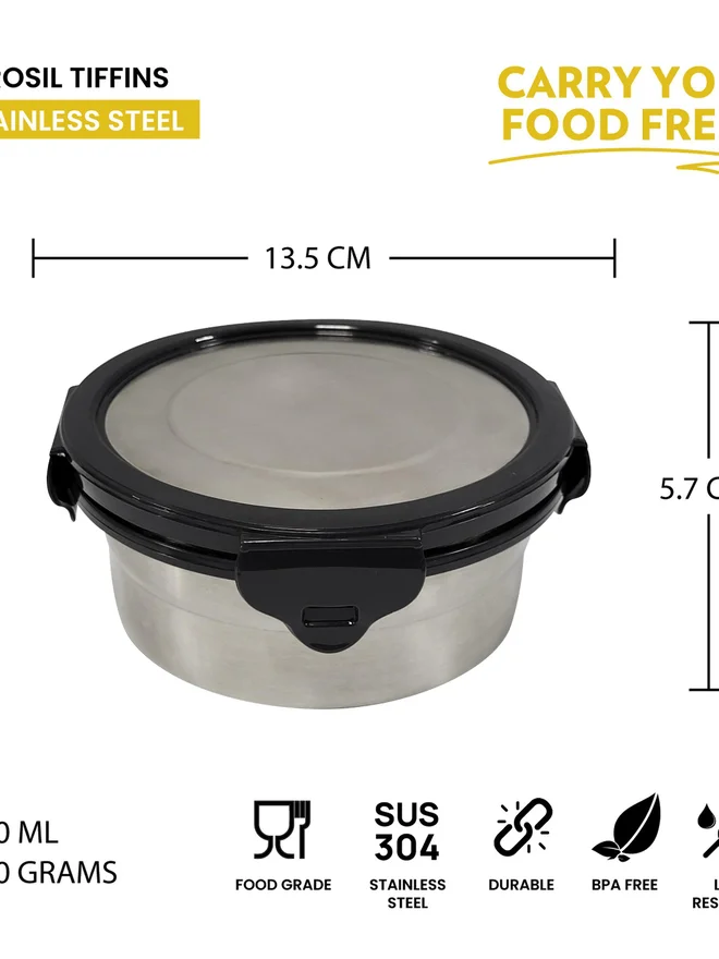 بوروسيل طقم علب غداء ستانلس ستيل  قطع مع حقيبة حمل  مل