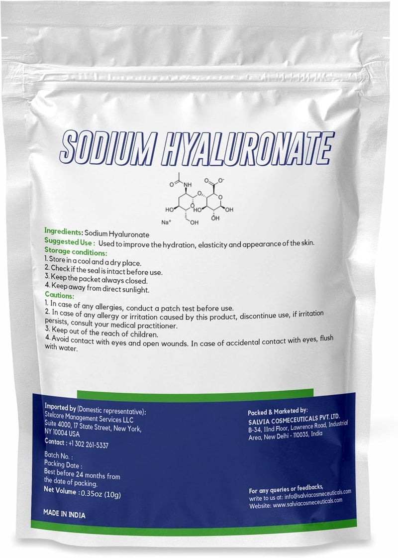 MYOC Sodium Hyaluronate Powder (Hyaluronic Acid Powder) - 10 g Sodium Hyaluronate Cosmetic Grade - Perfect Ingredients for Skin Hydration and Moisturisation - Image 2