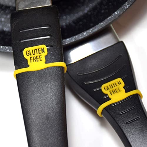 Name-Me ARG Gluten Free Silicone Labels for Kitchen. Set of 4 Tags for Pans and 2 Tags for Pots. Kitchen Storage and Organization Accessories. Yellow - Image 2
