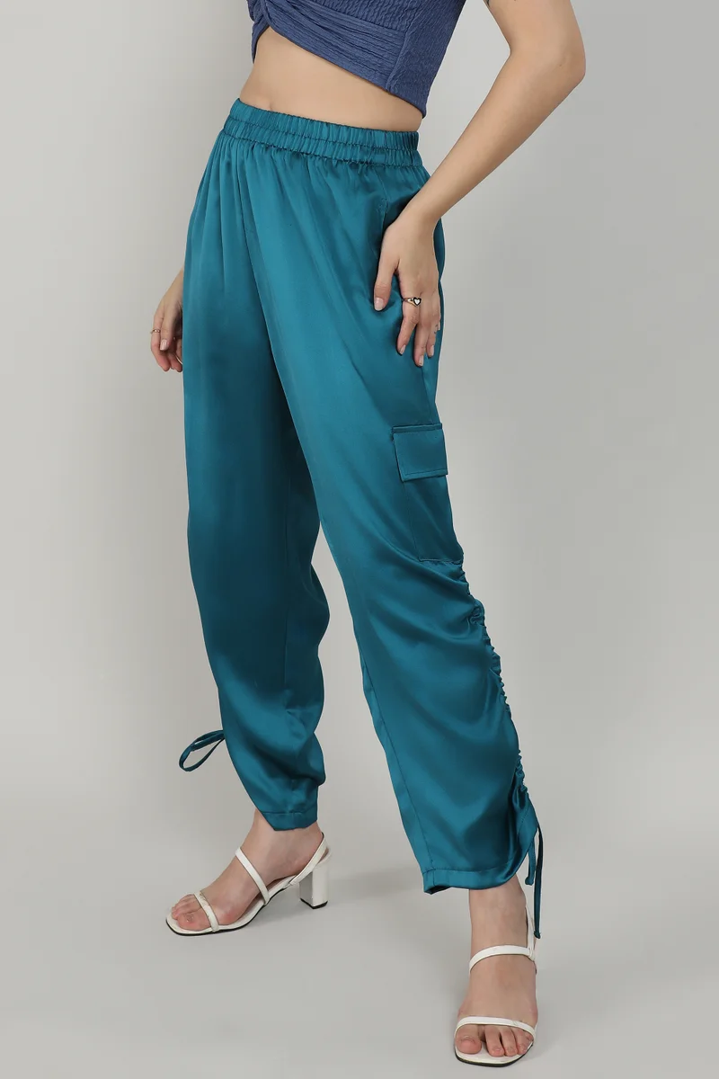 كامبوس سوترا Ruched السراويل البضائع الساتان