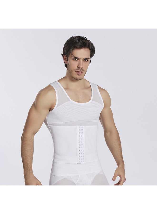 Large Size Men's Tummy Control Vest Three-breasted Weight Loss Body Shaping Top Waist Corset Belly Belt Breathable Tight