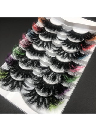 25Mm Colored Mink Lashes Pack, 7 Pairs Mix Color Drametic Long 25Mm Real Mink Eyelashes With Color On End, Fluffy Mink Colored Eyelashes, Colorful Lashes With Orange/Red/Pink/Blue/Green/Purple - pzsku/ZD5776DF09E87F526B2CEZ/45/_/1734437746/52a74a51-711e-4a05-8173-d9724c8861ee