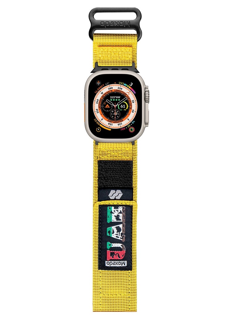 Moxedo MX23 Rugged Strap Breathable Nylon Braided Sports Band Compatible with Apple Watch Band Series 8/7/6/5/4/3/2/1/SE Ultra Woven Loop Design for 44mm/45mm/49mm UAE Edition  - Yellow - Image 1