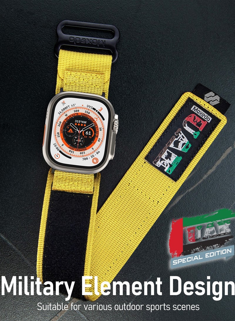 Moxedo MX23 Rugged Strap Breathable Nylon Braided Sports Band Compatible with Apple Watch Band Series 8/7/6/5/4/3/2/1/SE Ultra Woven Loop Design for 44mm/45mm/49mm UAE Edition  - Yellow - Image 5