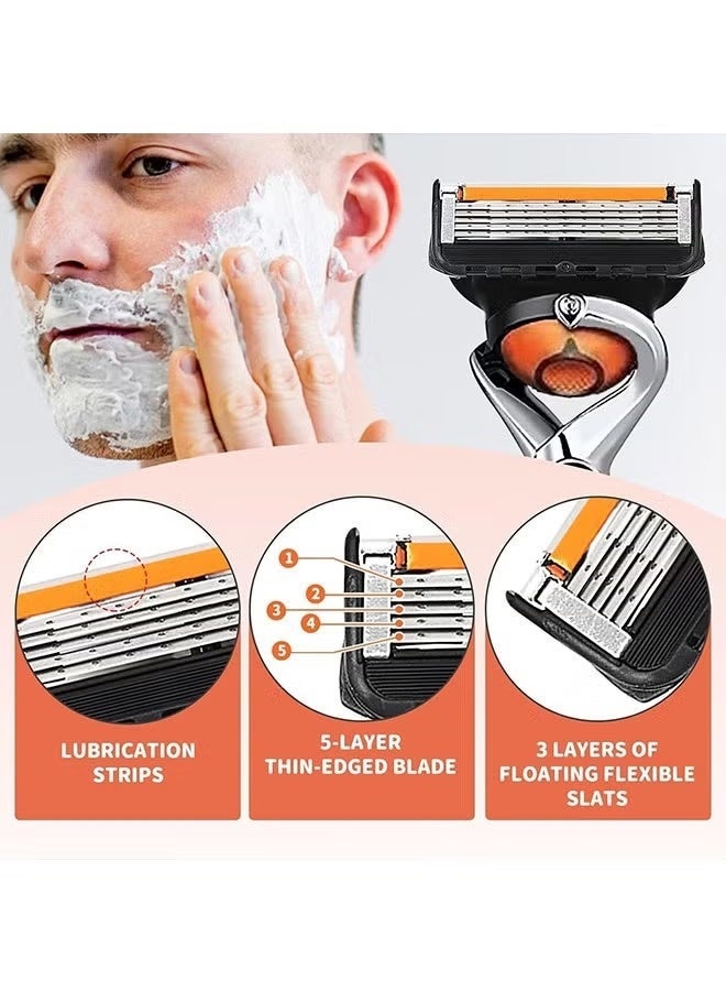 8-Piece Men's Razor Blade Replacement Set with Free Handle - Ultra Sharp Stainless Steel Blades for Smooth Shaving, Includes Replaceable Heads, Double Edge Razor Blades, Travel Carry Shaver - Image 4