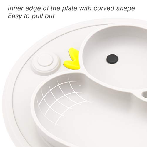Lightening Baby Plate Silicone Toddler Plates Suction Placemat Divided Dishes for Kids and Infants One-Piece Strong Suction, BPA Free, Microwave Dishwasher Safe (Grey) - Image 4