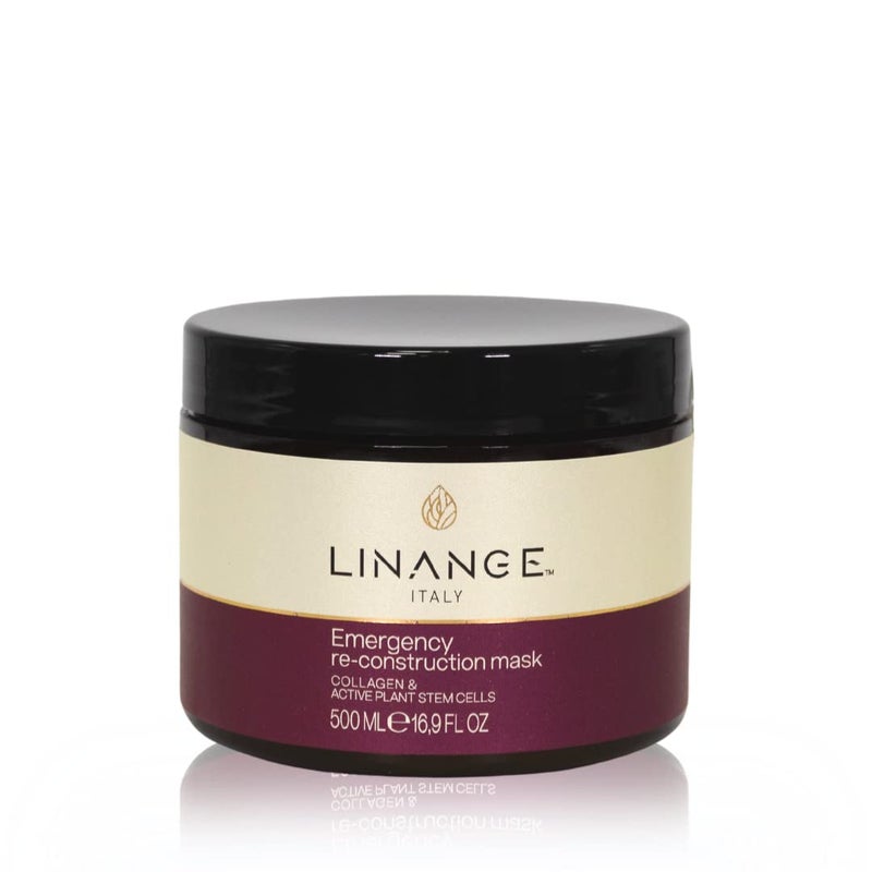 LINANGE Emergency Reconstruction Mask for Very Damaged Hair - Nourishing Hair Treatment, 500ml / 16.9 oz.