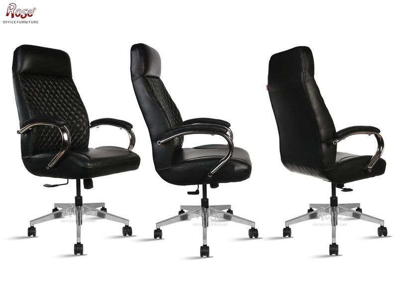 Rose ROSE Big Bucket Leatherette Executive High Back  Midback Revolving Office Chair with Color Options  Integrated Lumbar Support with Comfortable Seating  3 Year Warranty Black High Back  - Image 5