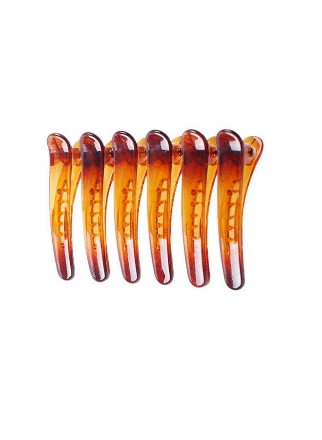 Fodattm 12Pcs Professional Hairdressing Salon Duckbill Clip Plastic Non Slip Alligator Hairpin Simple Hairgrip Hair Clip Hair Barrettes For Hair Styling And Sectioning (Length 3In Brown) - Image 2