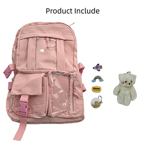 Xfopz XForce Plaza Cute Backpacks Waterproof Multi-Pocket Nylon School Laptop Backpack For Student Female Girls Kawaii Laptop School Bag (Green) (Medium Size) - Image 2