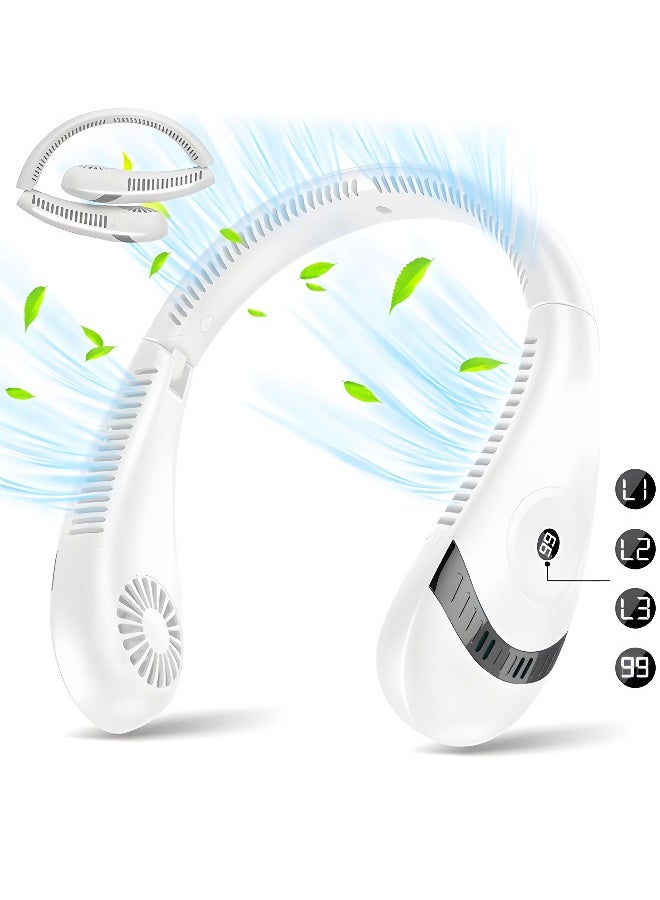 UNUNS 3 Speeds Portable Neck Fan,5000mAH Foldable Fan,USB Rechargeable Bladeless Personal Fans,Wearable Portable Fan for Travel, Leafless Headphone Design Personal Cooling Neck Fan - Image 1