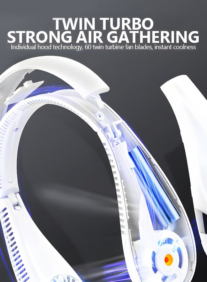 UNUNS 3 Speeds Portable Neck Fan,5000mAH Foldable Fan,USB Rechargeable Bladeless Personal Fans,Wearable Portable Fan for Travel, Leafless Headphone Design Personal Cooling Neck Fan - Image 5