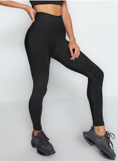 Black Compression Full Length Knitted Sports Leggings TWOSS21TA0023