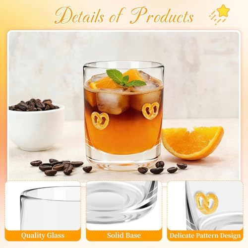 Sel Natural 14 Ounce Icon Juice Glasses, Aesthetic Cocktail & Old Fashioned Drinking Glasses, Iconic Clear Glass Cups for Women, Sister, Friend & Party Gifts (Pretzels) - Image 3