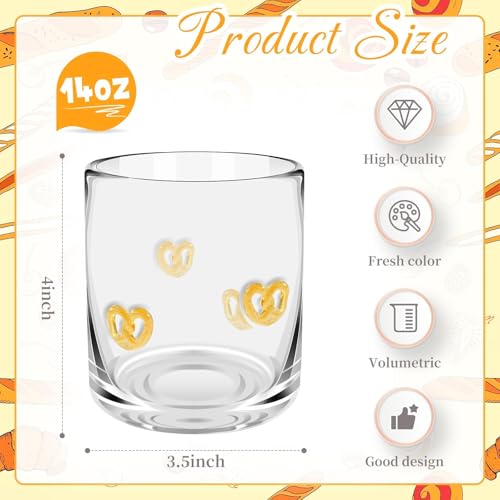 Sel Natural 14 Ounce Icon Juice Glasses, Aesthetic Cocktail & Old Fashioned Drinking Glasses, Iconic Clear Glass Cups for Women, Sister, Friend & Party Gifts (Pretzels) - Image 2