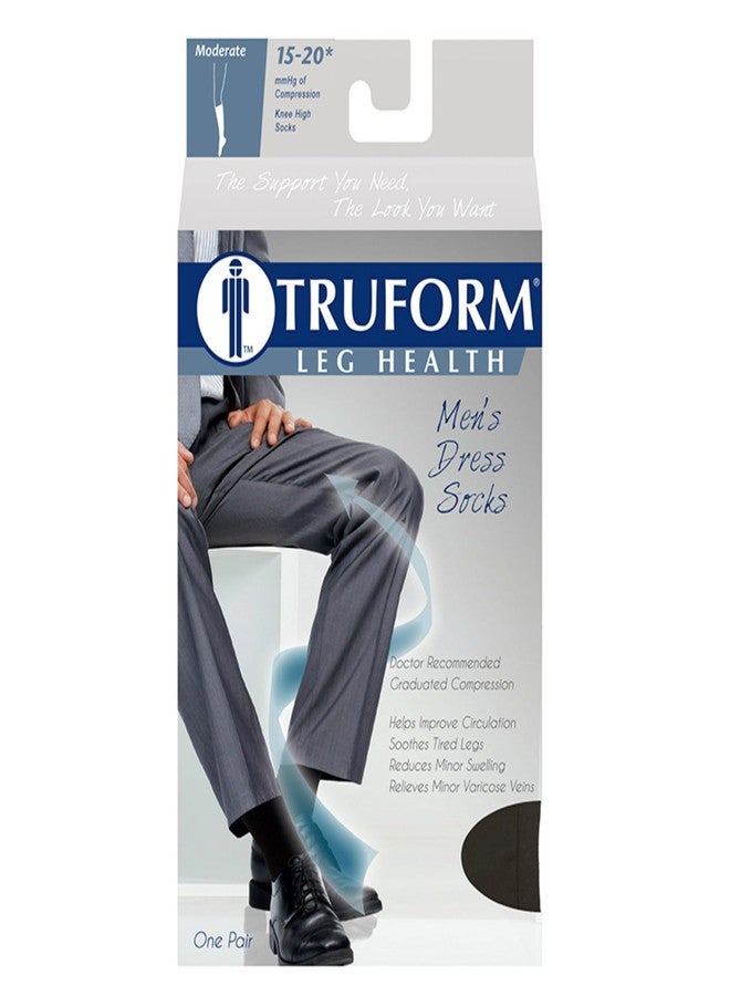 Truform Compression Socks, 15-20 mmHg, Men's Dress Socks, Knee High Over Calf Length, Black, Medium (multipack) - Image 3