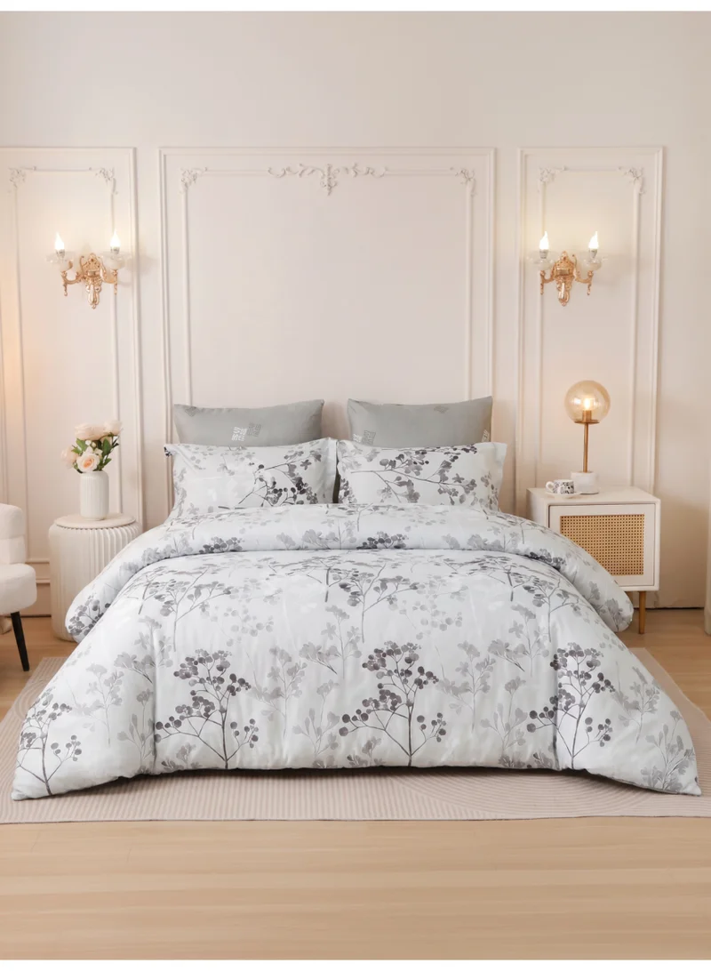 Printed Duvet Set, Queen Size Fits 180x200 cm - 4-Pcs Bed Set, Brushed Microfiber Fabric - 1 Duvet Cover, 1 Fitted Sheet, 1 Pillow Shams, 1 Pillowcases (Filler Not Included)