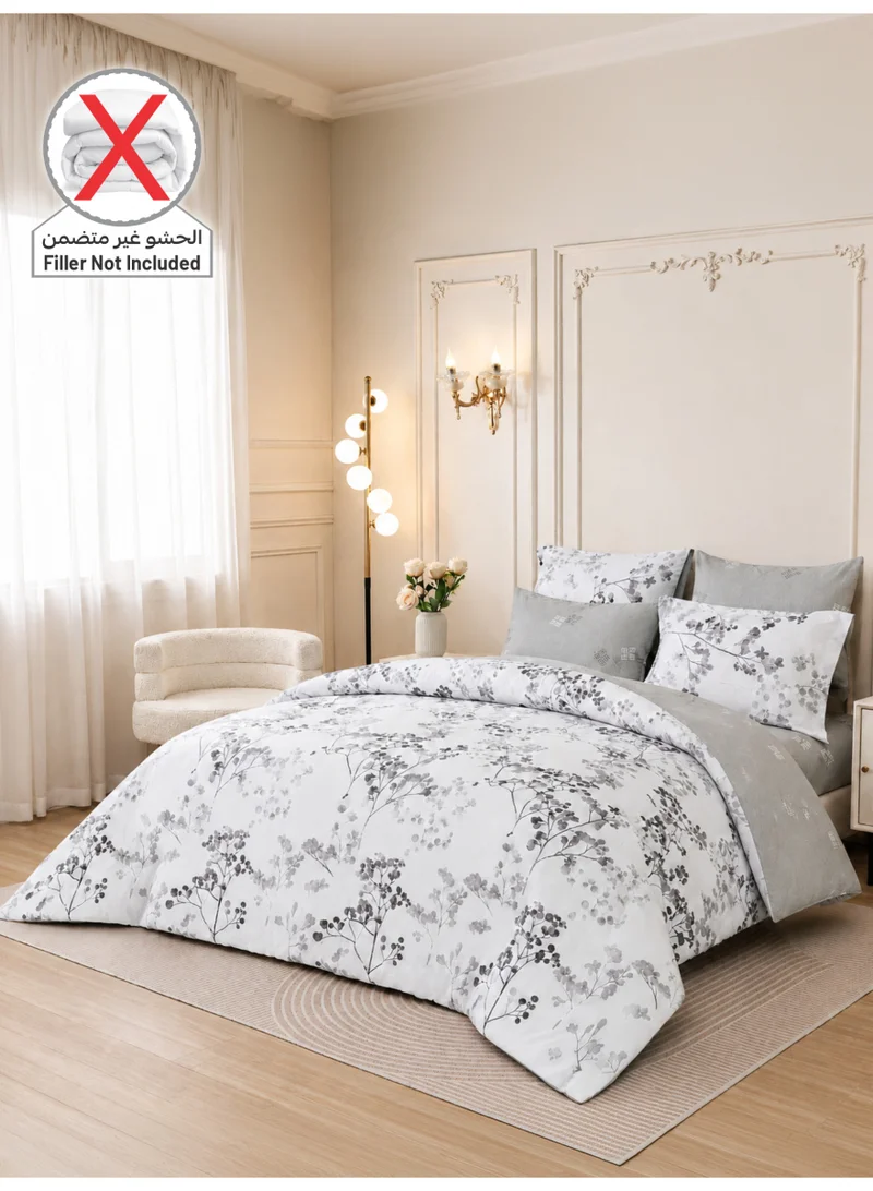 Donetella QUEEN (180x200 cm) Printed Duvet Set, Queen Size Fits 180x200 cm - 4-Pcs Bed Set, Brushed Microfiber Fabric - 1 Duvet Cover, 1 Fitted Sheet, 1 Pillow Shams, 1 Pillowcases (Filler Not Included)  | Best Price UAE