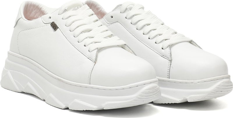 Gönderi(r) Gön Genuine Leather Round Toe Wedge Sole Lace-Up Women's Sneaker 24166  - Image 3