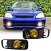 WEZEMLIGHT Fog Lights Assembly Compatible With Honda Civic 1999 2000 With H3 12V 55W Switch And Wiring Kit Yellow Lens - Image 2