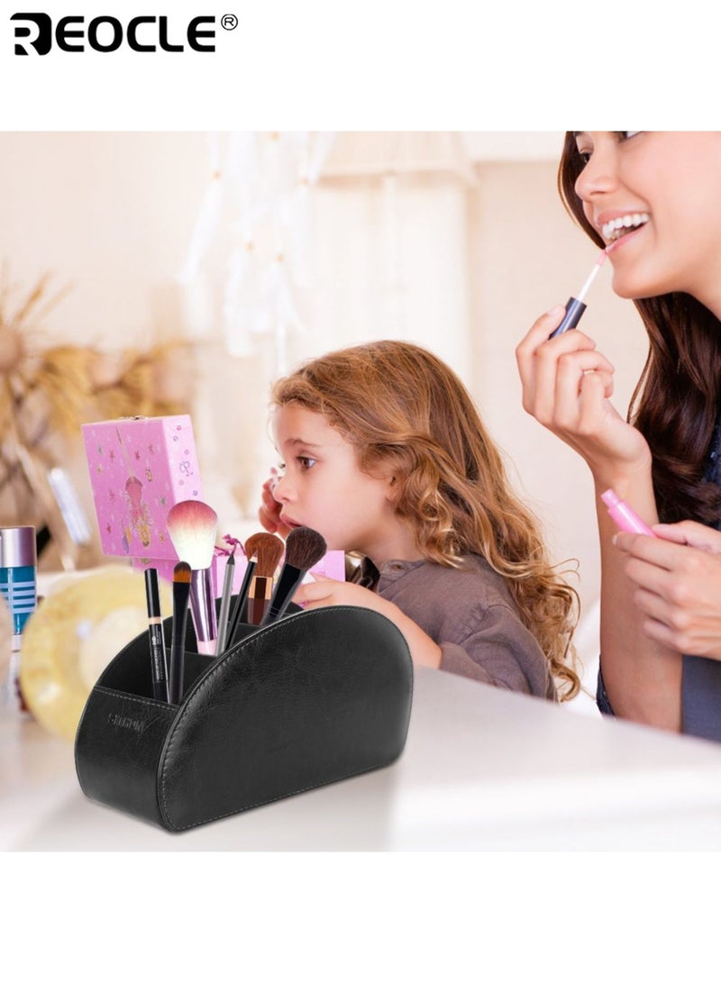 REOCLE Remote Control Holder with 5 Compartments and Faux Leather Design TV Remote Caddy with Independent Storage for Living Room Home Organization - Image 5