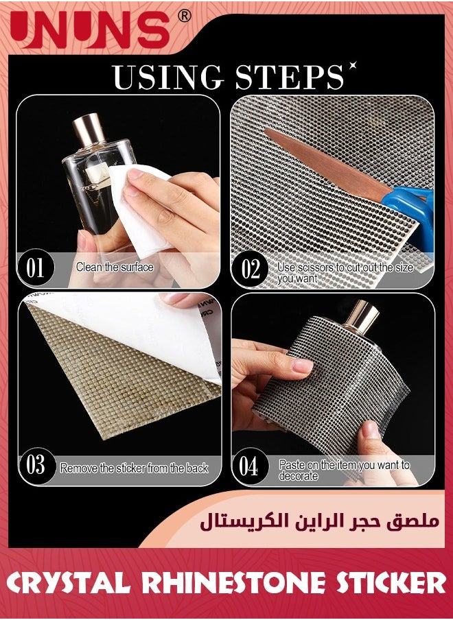 UNUNS بلينغ بلينغ حجر الراين ورقة ، 24x40 سنتيمتر ذاتية اللصق كريستال حجر الراين الماس جوهرة ملصق لتزيين السيارة ، الملابس ، Craft بها بنفسك الحرفية  - Image 3