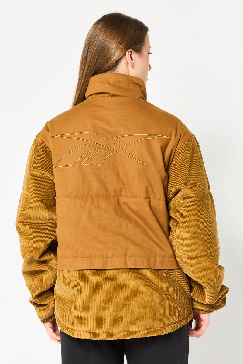 Reebok Women Sportswear Fit Brand Logo Outdoor Jackets, Brown - Image 3