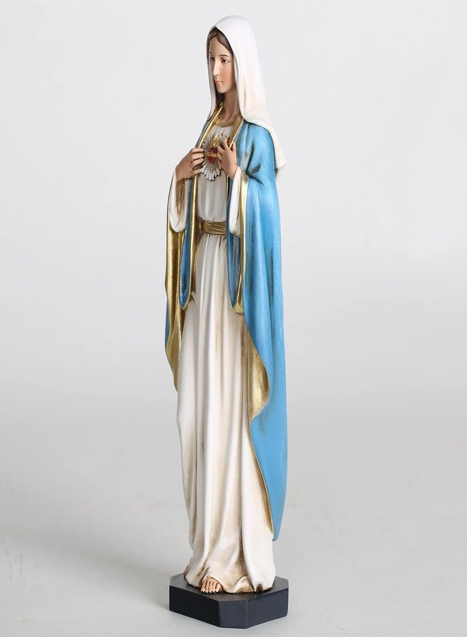 BC BUILDCLASSIC Catholic Immaculate Heart of Mary Statue, Blessed Virgin Mary Mother figure for Altar, Hand Painted Religious Gifts to Mom, 10inches H, Handmade by - Image 3