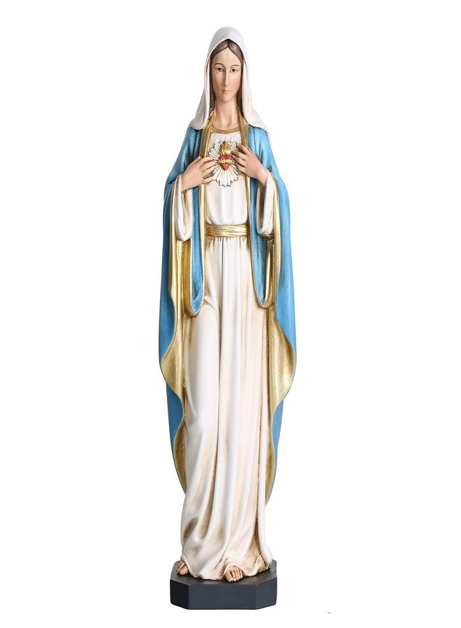 BC BUILDCLASSIC Catholic Immaculate Heart of Mary Statue, Blessed Virgin Mary Mother figure for Altar, Hand Painted Religious Gifts to Mom, 10inches H, Handmade by - Image 1