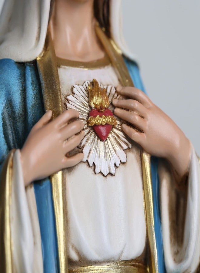 BC BUILDCLASSIC Catholic Immaculate Heart of Mary Statue, Blessed Virgin Mary Mother figure for Altar, Hand Painted Religious Gifts to Mom, 10inches H, Handmade by - Image 2