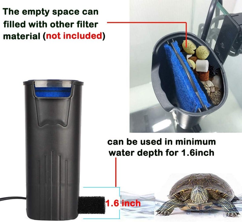 JackSuper Aquarium Internal Filter for 3 to 20 Gallons Small Fish Tank Turtle Tank Reptiles Shrimp Amphibian Frog Cichlids Newt(Aquarium filter) - Image 4