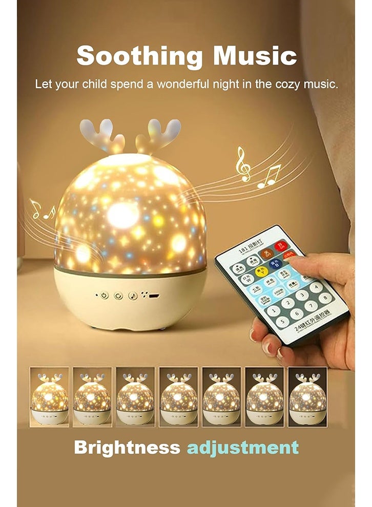 4-في-1 نجمة بروجيكتور ضوء ليلي مع توقيت والتحكم عن بعد, ضوء بروجيكتور للأطفال,ديكور غرفة النوم قابل للشحن مصباح ليلي للطفل الصغير 360 درجة آلة الصوت الدوار الطفل النوم إضاءة نجمة بروجيكتور,هدايا للأطفال - Image 3