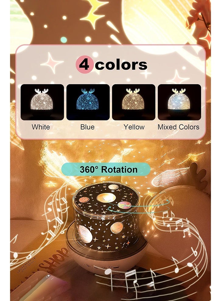 4-في-1 نجمة بروجيكتور ضوء ليلي مع توقيت والتحكم عن بعد, ضوء بروجيكتور للأطفال,ديكور غرفة النوم قابل للشحن مصباح ليلي للطفل الصغير 360 درجة آلة الصوت الدوار الطفل النوم إضاءة نجمة بروجيكتور,هدايا للأطفال - Image 2