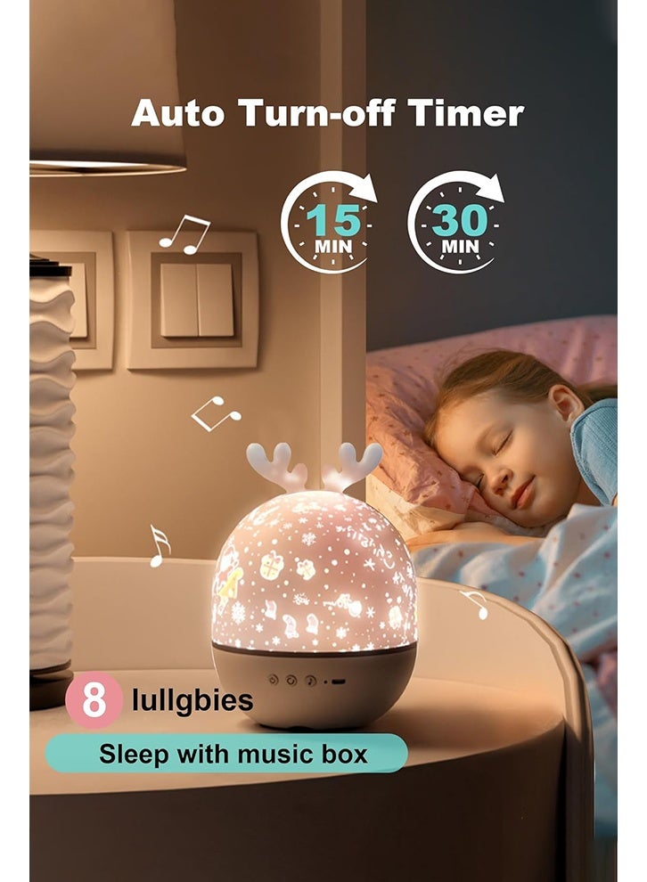4-في-1 نجمة بروجيكتور ضوء ليلي مع توقيت والتحكم عن بعد, ضوء بروجيكتور للأطفال,ديكور غرفة النوم قابل للشحن مصباح ليلي للطفل الصغير 360 درجة آلة الصوت الدوار الطفل النوم إضاءة نجمة بروجيكتور,هدايا للأطفال - Image 4