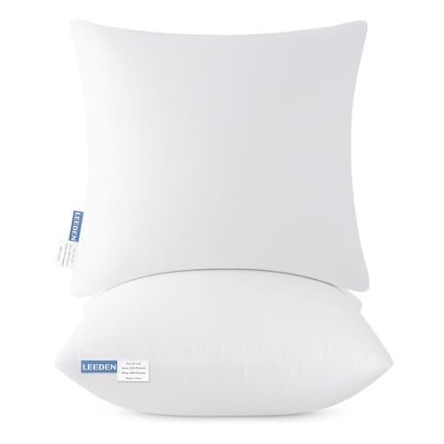 Leeden 18x18 Pillow Inserts Pack of 2, 18 Inch Throw Pillow Inserts, Soft Fluffy Decorative Square Throw Pillows for Couch, Sofa, Bed, and Home Decor White Pillows - Image 1