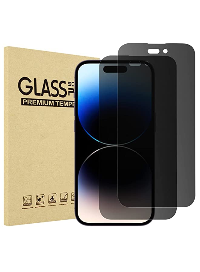 Procases (2 Pack) ProCase Privacy Screen Protector for iPhone 14 Pro 2022, 9H Anti Spy Dark Tempered Glass Screen Film Guard for iPhone 14 Pro 6.1 Inch 2022, Case Friendly Bubble Free - Image 1