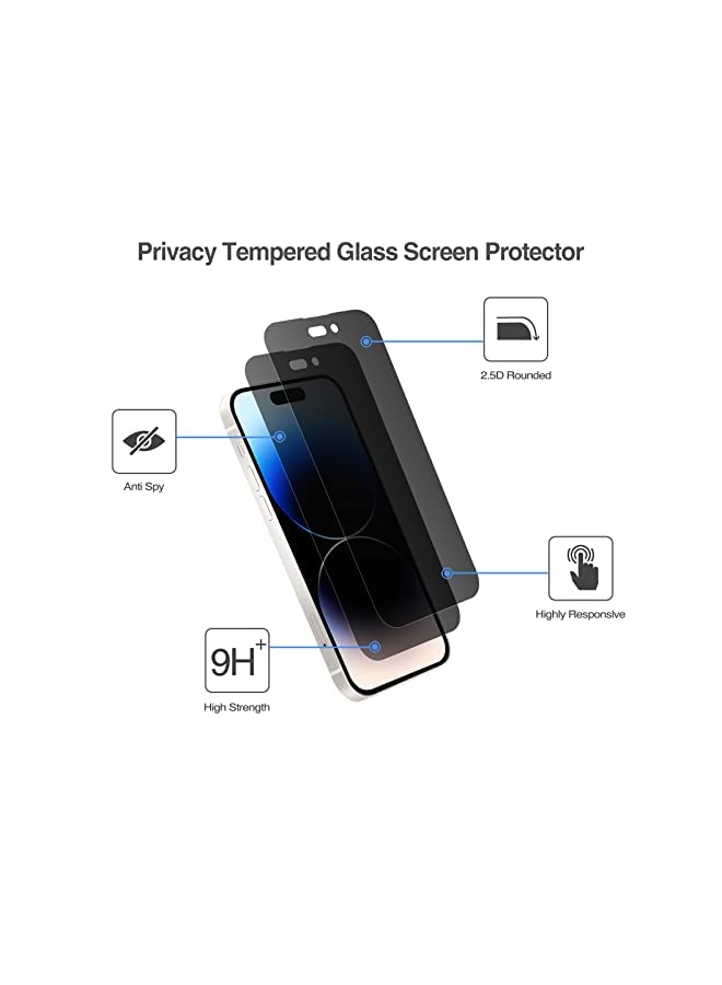 Procases (2 Pack) ProCase Privacy Screen Protector for iPhone 14 Pro 2022, 9H Anti Spy Dark Tempered Glass Screen Film Guard for iPhone 14 Pro 6.1 Inch 2022, Case Friendly Bubble Free - Image 4