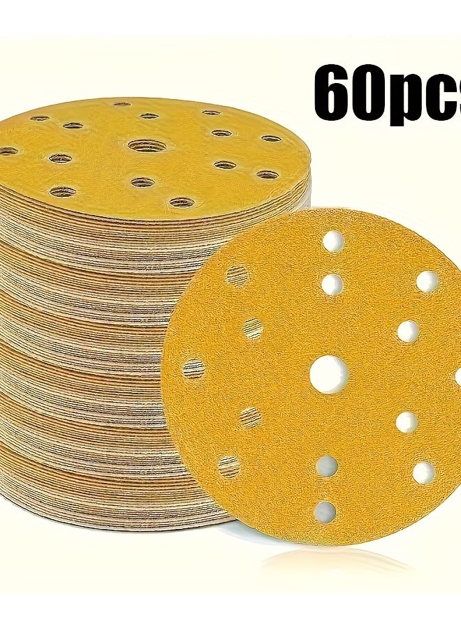 60pcs 60 Grit Sandpaper 150mm 6 Inch 15 Holes For Orbital Sanders And Oscillating Tools - Image 2