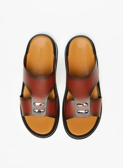 DUCHINI Men's Metal Accent Slip-On Sandals