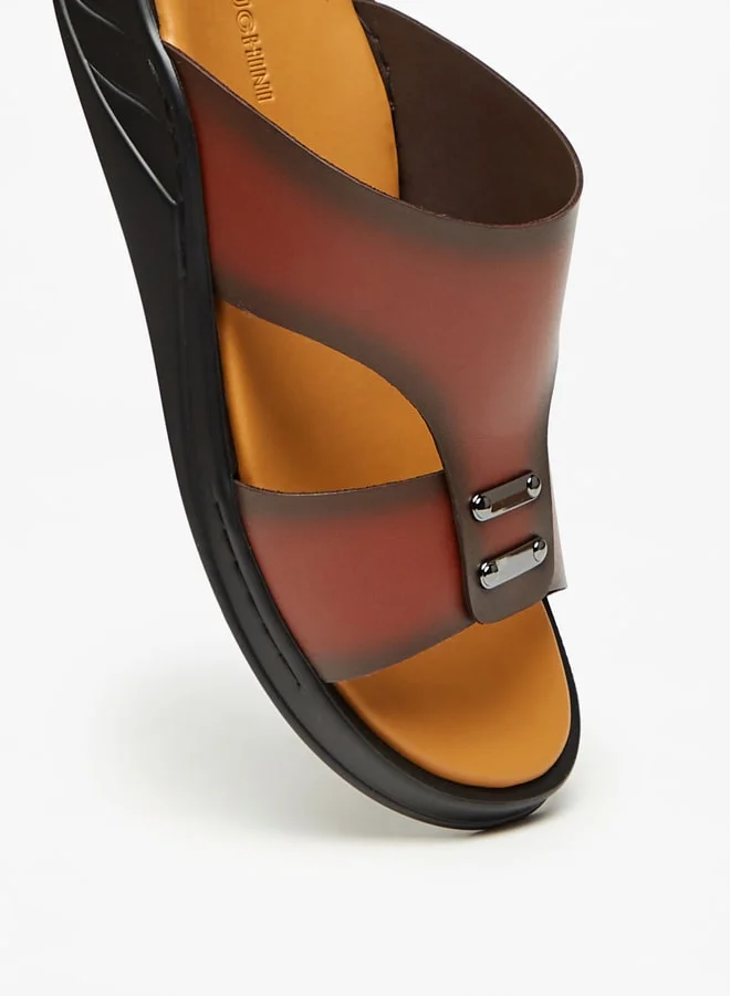 DUCHINI Men's Metal Accent Slip-On Sandals