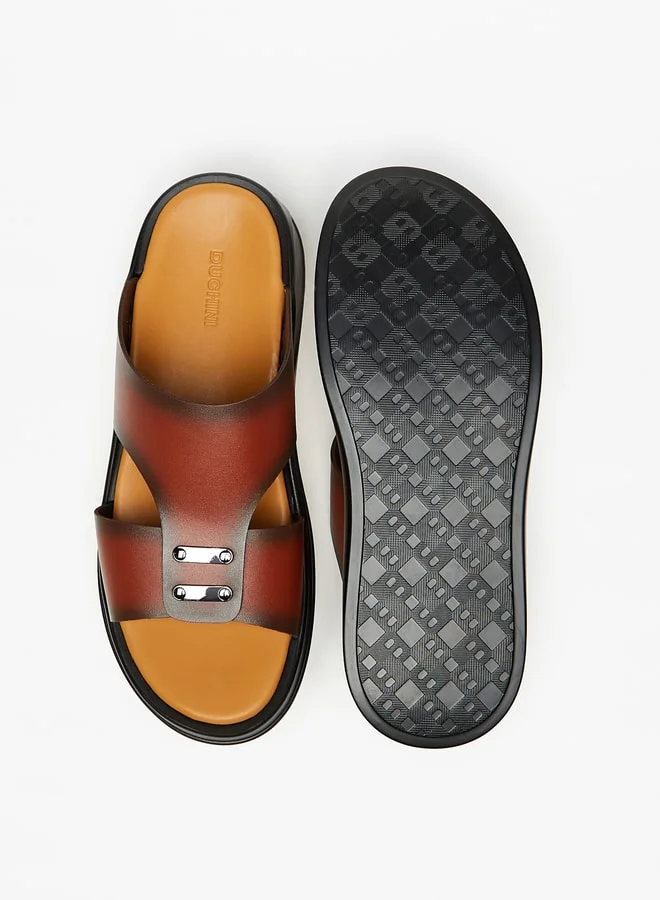 DUCHINI Men's Metal Accent Slip-On Sandals