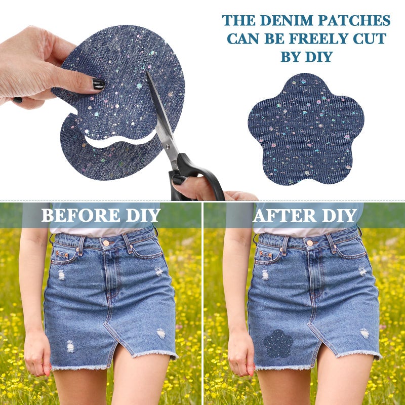 Healifty 13Pcs Denim Patches Sewing Repair Patches Jeans Patch Iron on Applique for Clothing Jeans and DIY Repair (Random Colors) - Image 4