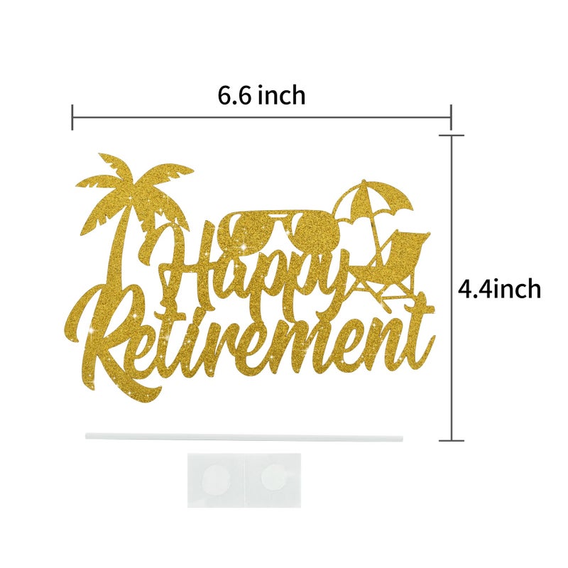 بيشيدا Beishida Happy Retirement Cake Topper Cake Cake Decoration Gold Glitter Cake Toppers No Work Zone Cake Decorations للرجال - Image 2